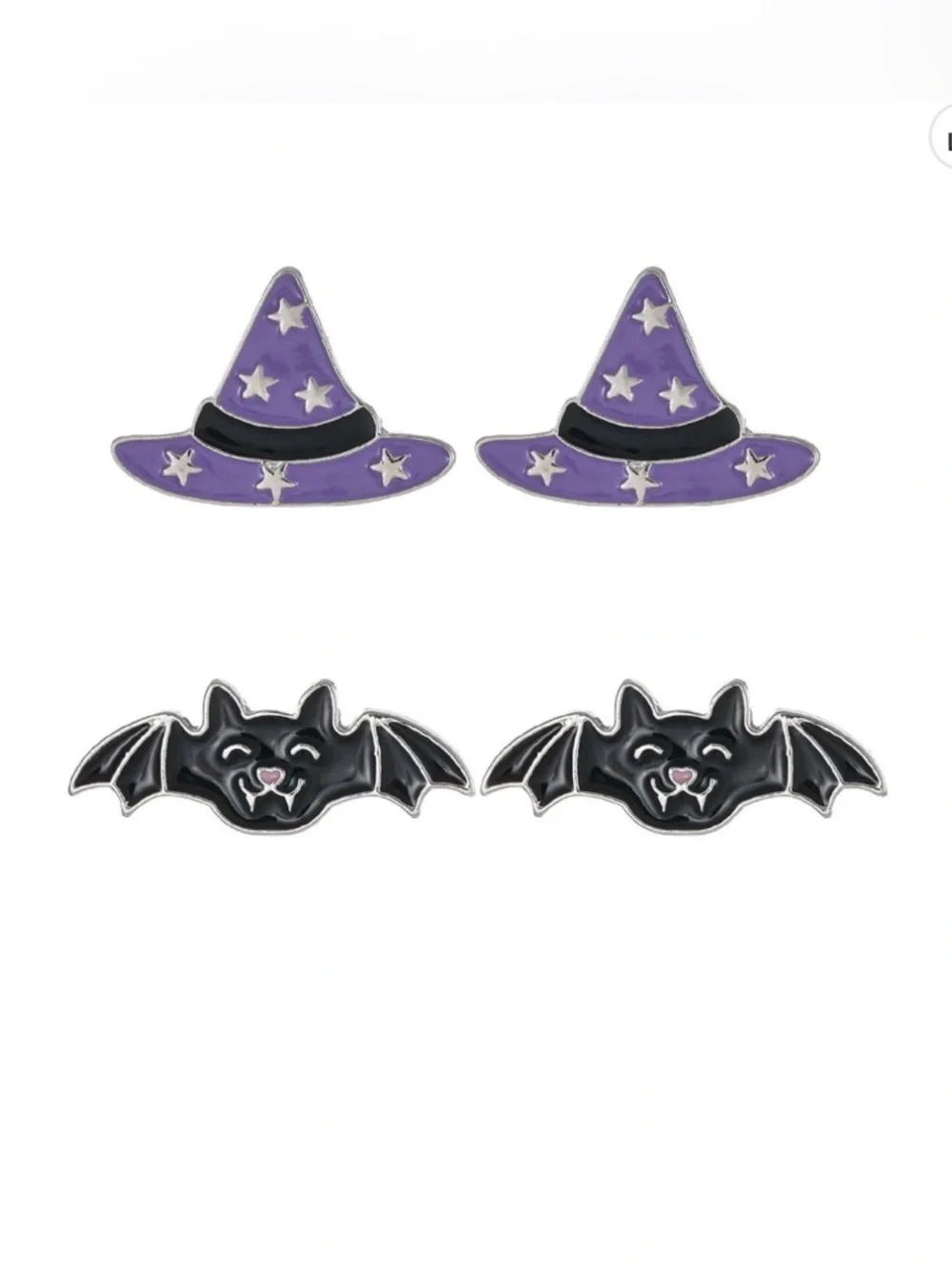 🦇 NWT 2-Pair Halloween Earrings Set | Glow-in-the-Dark Witch Hats & Bats